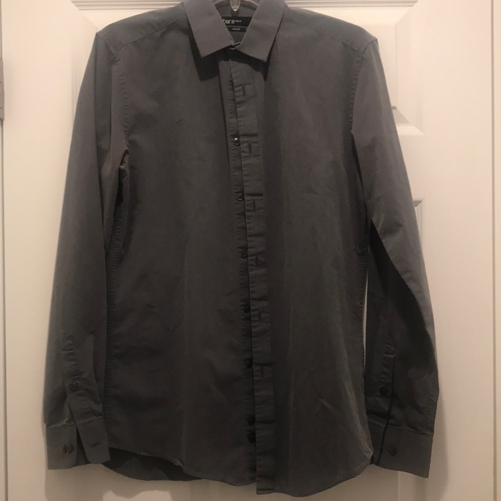 Men’s Slim Fit Stretch Long Sleeve Shirt Bar Sz M  15   34.35
